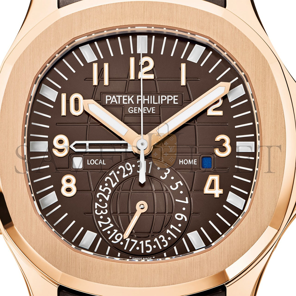 P**ek Ph**ppe aquanaut rose gold travel time brown dial composite men’s watch 5164r-001
